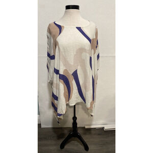 Grand Women's One Size Lagenlook Linen‎ Blend Greek Tunic Blouse
